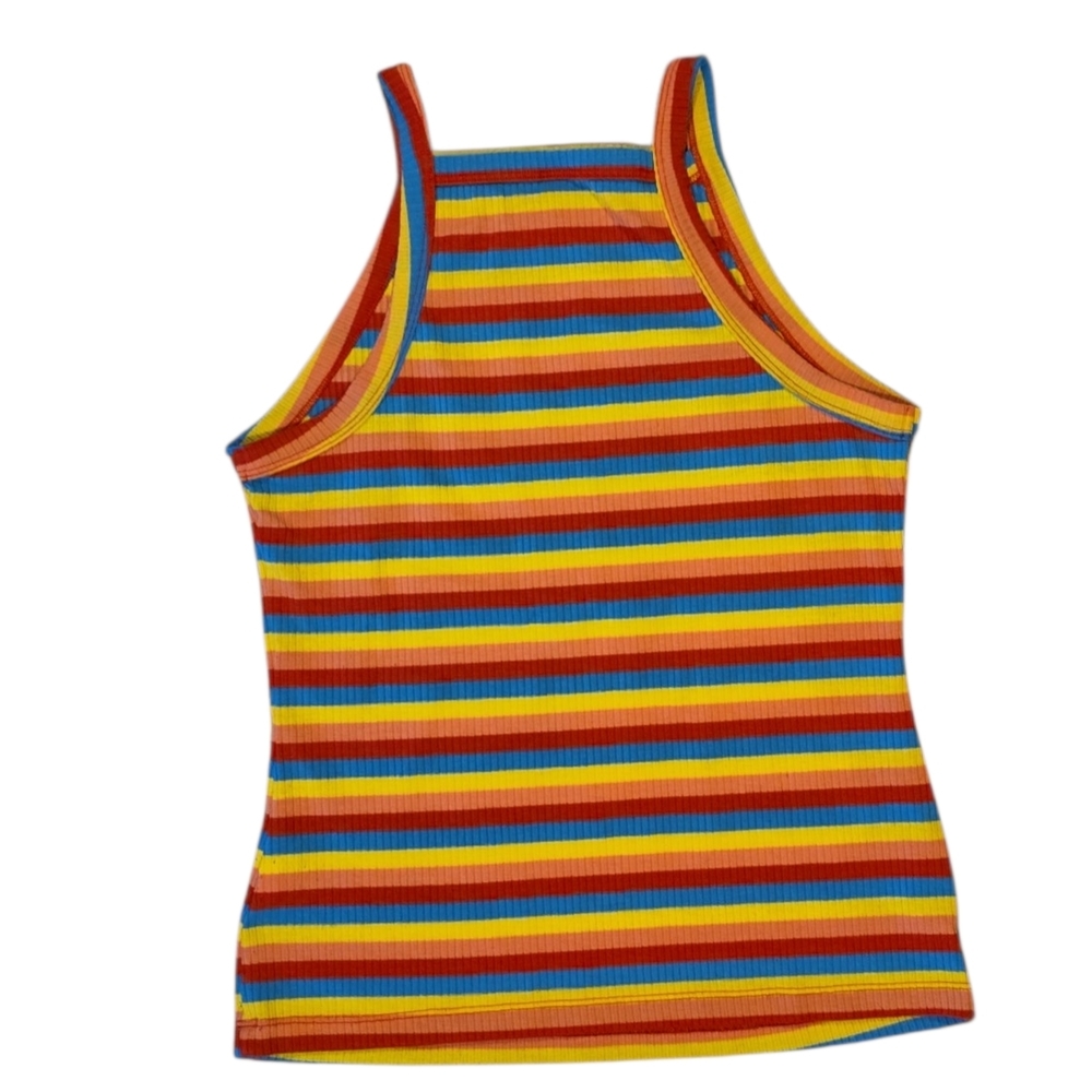 SHEIN Multicolor Ribbed Striped Racerback Tank Top - Picture 3 of 4